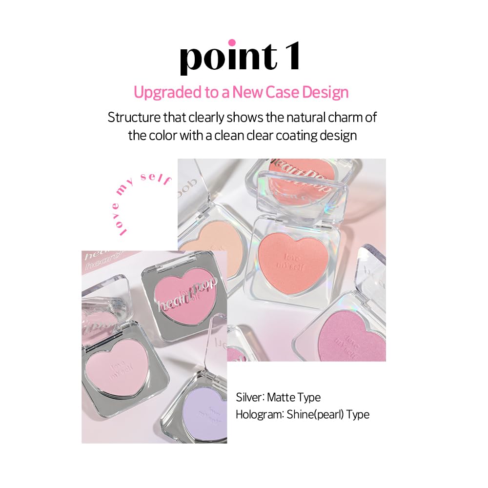 ETUDE Heart Pop Blush, Cool Berry Cheek Color, Natural Highlight & Glossy Finish, Lightweight Formula, Compact 0.2 oz – Squeeze Berry