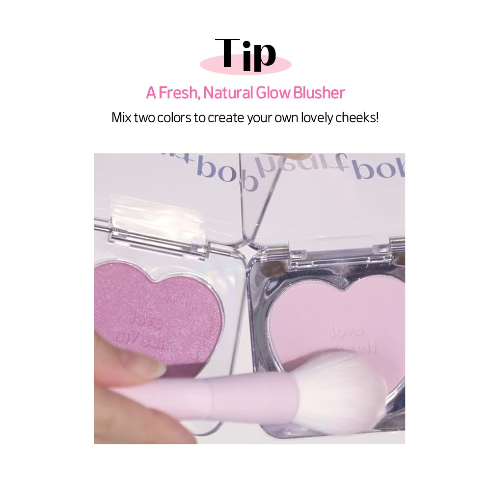 ETUDE Heart Pop Blush, Cool Berry Cheek Color, Natural Highlight & Glossy Finish, Lightweight Formula, Compact 0.2 oz – Squeeze Berry