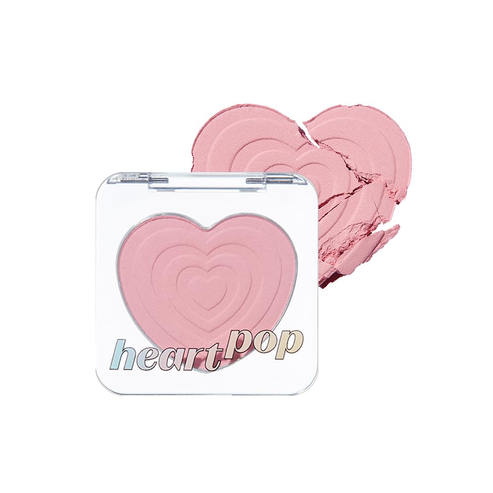 ETUDE Heart Pop Blush, Cool Berry Cheek Color, Natural Highlight & Glossy Finish, Lightweight Formula, Compact 0.2 oz – Squeeze Berry