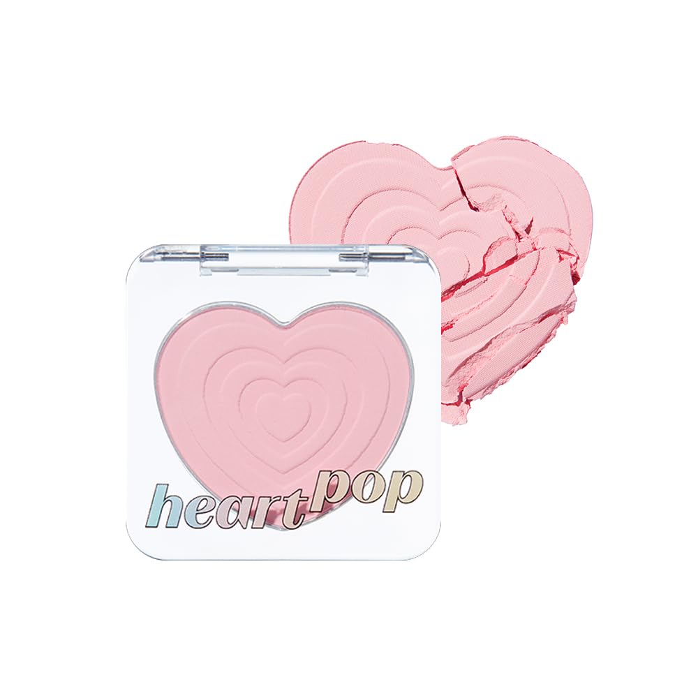 ETUDE Heart Pop Blush, Cool Berry Cheek Color, Natural Highlight & Glossy Finish, Lightweight Formula, Compact 0.2 oz – Squeeze Berry