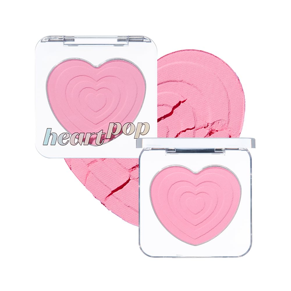 ETUDE Heart Pop Blush, Cool Berry Cheek Color, Natural Highlight & Glossy Finish, Lightweight Formula, Compact 0.2 oz – Squeeze Berry
