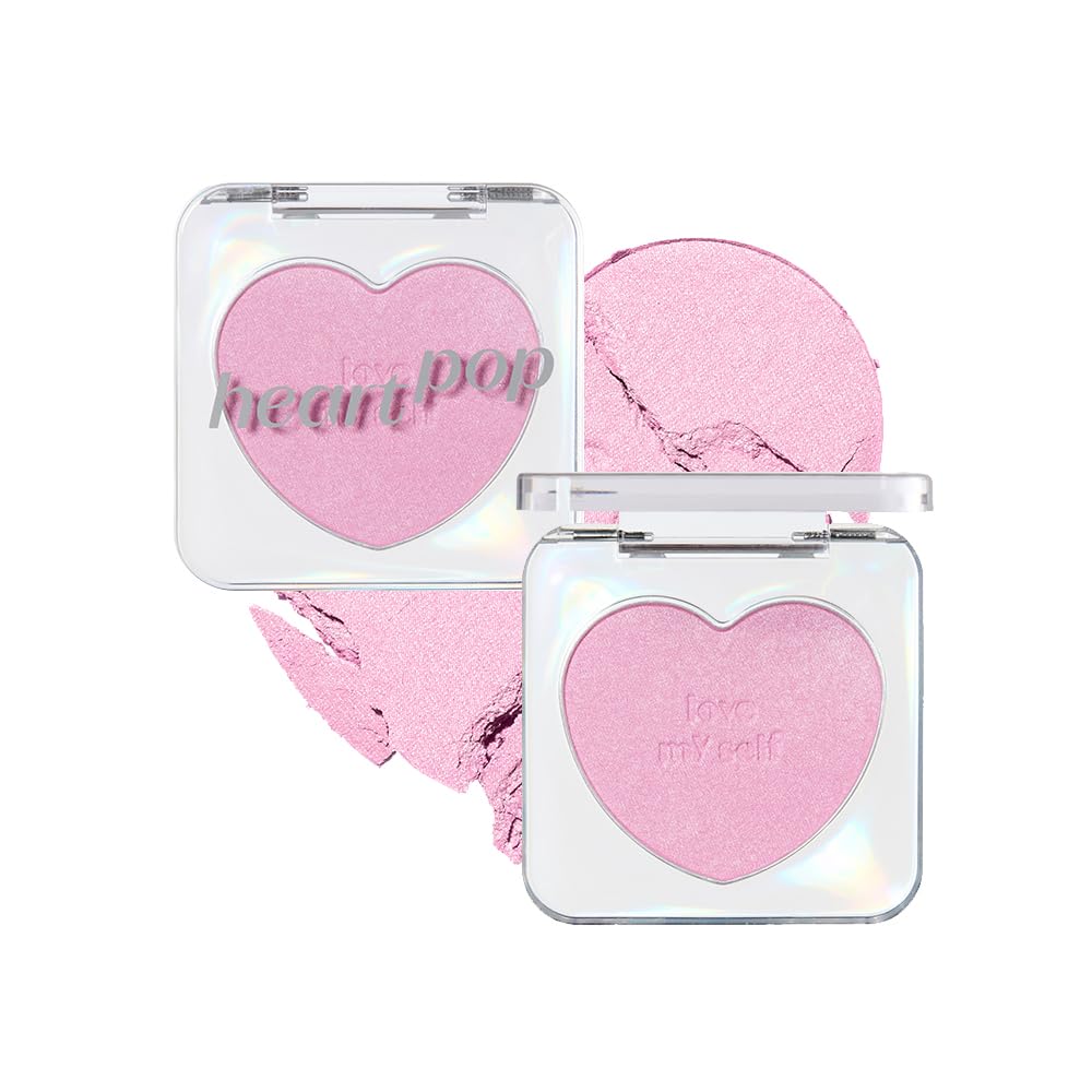 ETUDE Heart Pop Blush, Cool Berry Cheek Color, Natural Highlight & Glossy Finish, Lightweight Formula, Compact 0.2 oz – Squeeze Berry