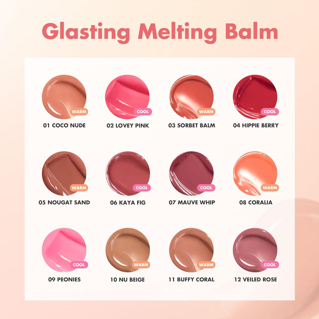 rom&nd GLASTING MELTING BALM #09 PEONIES - K-Beauty Vibrant Pink Lip Tint Balm | Crystal Water-Gloss Shine & Deep Hydration | Non-Sticky, Long-Lasting Stain for Plump, Healthy Lips