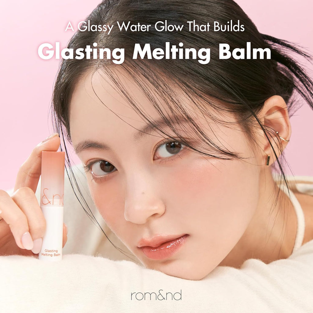 rom&nd GLASTING MELTING BALM #09 PEONIES - K-Beauty Vibrant Pink Lip Tint Balm | Crystal Water-Gloss Shine & Deep Hydration | Non-Sticky, Long-Lasting Stain for Plump, Healthy Lips